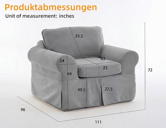 Mistpeople Modern Loveseat Sofa Couch, Upholstered Comfy Sofa with Pillows & Armrests, Deep Seating Couch with Removable Cover for Living Room Bedroom Apartment Office Small Spaces,Grey