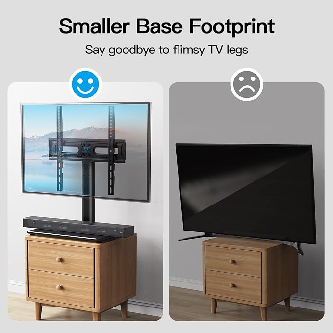 PERLESMITH Universal TV Stand Table Top TV Base for 32 to 65 inch LCD LED OLED 4K Flat Screen TVs-Height Adjustable TV Mount Stand with Tempered Glass Base,VESA 400x400mm,Holds up to 88lbs,PSTVS15