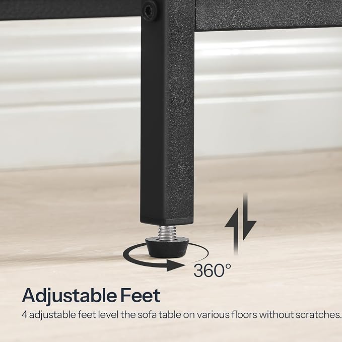 HOOBRO Narrow Console Table, Sofa Table, 4-Tier Industrial Entryway Table with Metal Mesh Shelf, Hallway Table with Adjustable Feet, for Entryway, Living Room, Hallway, Greige and Black BG79XG01