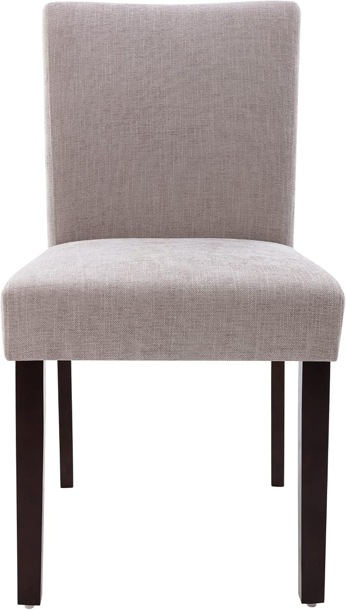 Watson & Whitely Modern Upholstered Dining Chairs, Set of 6, Fabric in Grey | Solid Wood Legs, Padded Seat, Low Back, Modern Armless Parsons Chair for Kitchen, Dining Room, Restaurant
