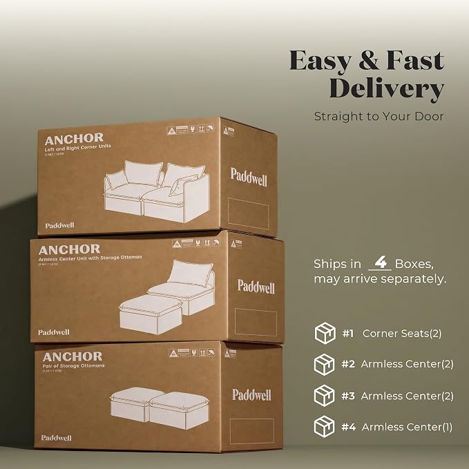 Cloud Modular Corner Sectional, Oversized Deep Seat Comfort, Luxe Chenille | Fully Removable Washable Covers, Memory Foam Seat Cushions, Premium Fabric