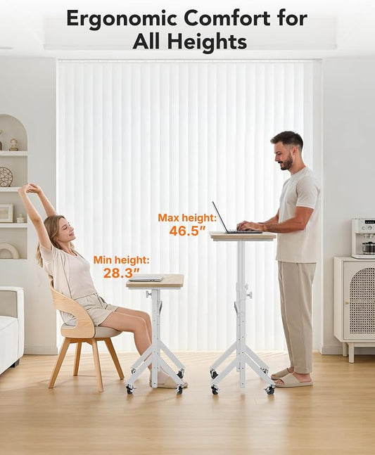 ErGear Small Standing Desk Adjustable Height, 6 Height Settings Up to 46.5″, Walking Pad Desk with Triangular Leg Design, Smooth Mobility with Lockable Wheels, Standing Desk for Walking Pad