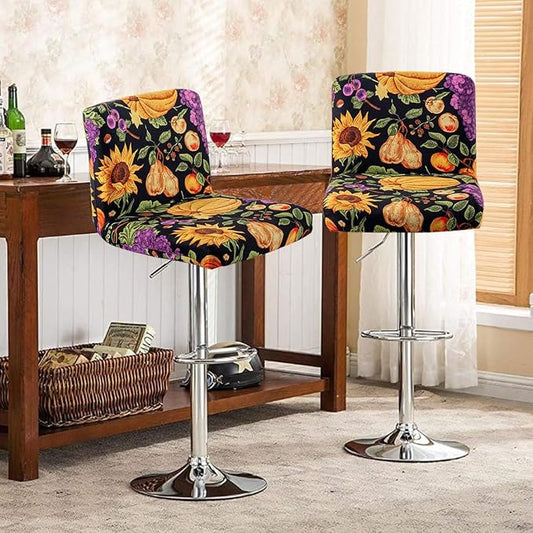 Levoberg Bar Stools Cover Set of 2 Printed Armless Swivel Barstools Slipcovers with Backs Stretch Square Counter Height Bar Stools Covers Mid Low Back Chair Cover for Kitchen Dining Room Bar #17