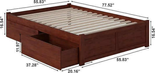 AFI, Concord Full Platform Bed with Footboard & Storage Drawers, Walnut