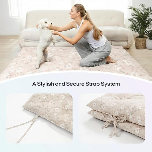 Syrinx Water Resistant Japanese Futon Mattress, Full Size 75"x54", 2.5 Inch Thick Japanese Floor Mattress Tatami Mat, Foldable Floor Bed Sleeping Pad for Dormitory Guest Room Camping