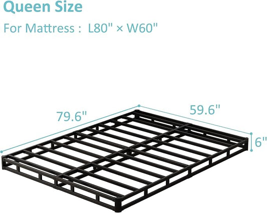 Upcanso Box Spring for Queen Bed Bed Base 6 Inch, Low Profile Metal Queen Box Spring with Fabric Cover, 3000 Lbs Max Weight Capacity Mattress Foundation, Noise-Free, Easy Assembly