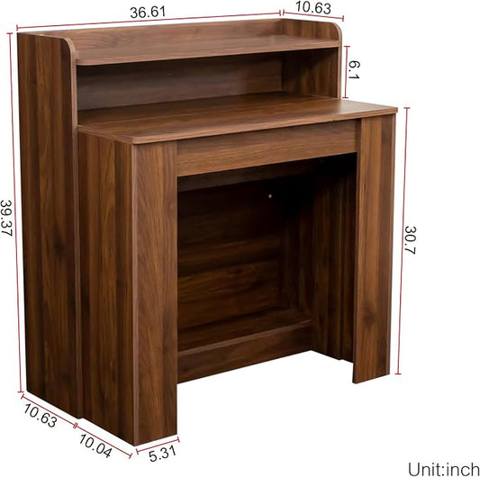 Extendable Dining Table for 10, 95” Transformer Dining Room Table, Modern Folding Console Table, Space Saving Kitchen & Dining Furniture Walnut