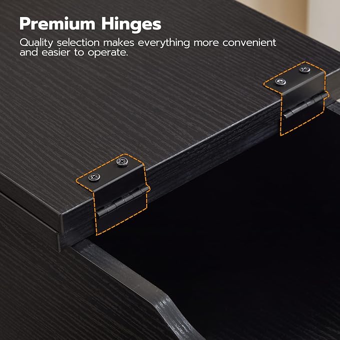 HOOBRO Side Table, Flip End Table with Charging Station and Shelves, USB Ports & Power Outlets, Narrow Nightstand for Small Spaces, Stable and Sturdy, for Living Room, Black BK341BZ01