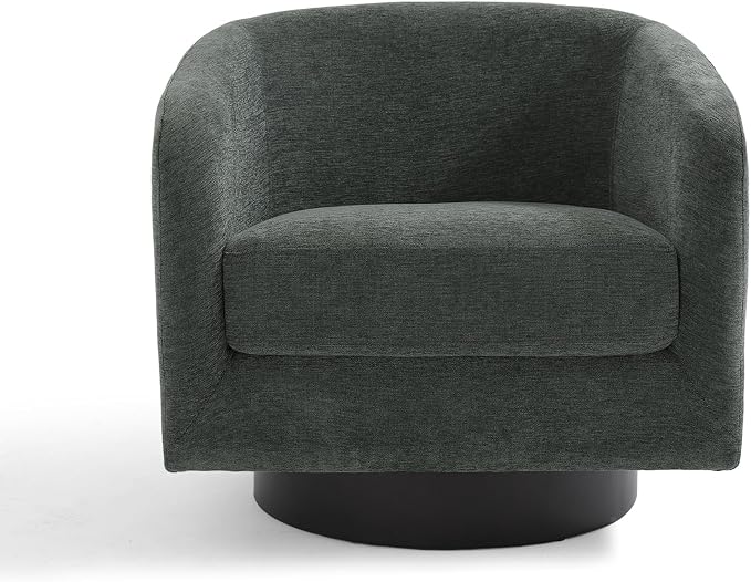 Swivel Accent Chairs Set of 2, Chenille Barrel Club Chair Upholstered Armchair for Living Room, Modern Arm Chair Small Single Sofa Bedroom Reading Seat - Gray