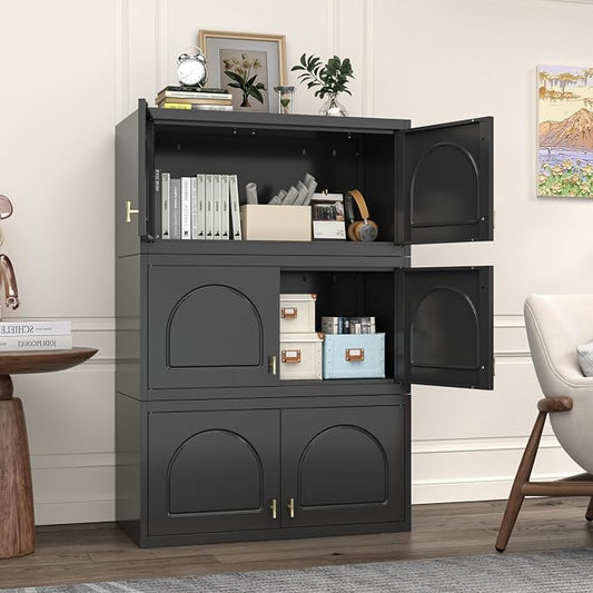 SteeLoong Wall Storage Cabinet,Metal Bathroom Wall Mounted Cabinet,15 Inch Black Armoire Wardrobe Closet Storage Cabinets for Basement,Livingroom Home Office