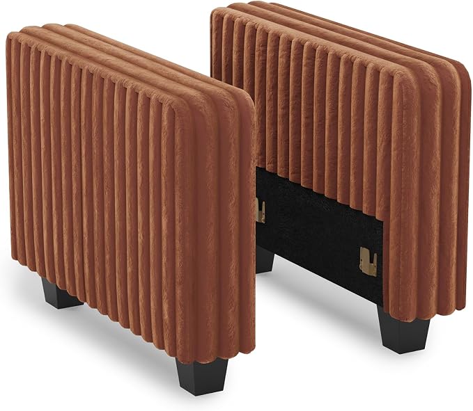 Belffin Plush Corduroy Modular Sectional Sofa Armrest Part Module for Sectional Sleeper Sofa with Pull Out Bed (Set of 2) Brick Red Couch
