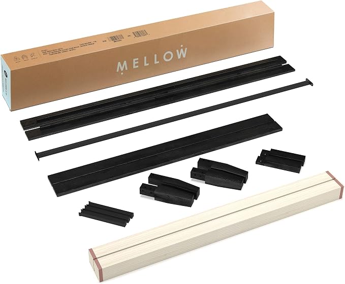 Mellow Naturalista Classic 12 Inch Solid Wood Platform Bed with Wooden Slats, Twin, Black