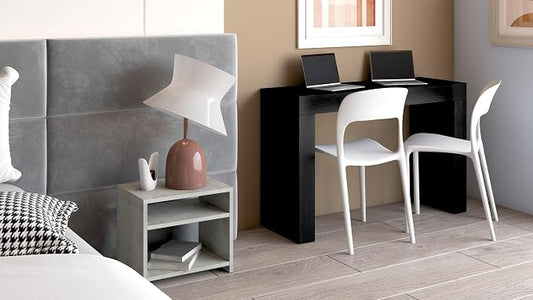 Mobili Fiver, Evolution Desk 47.2 x 15.7 in, Ashwood Black with Two Legs, Made in Italy