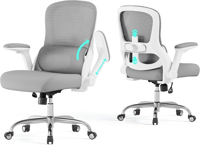 Ergonomic Office Chair: 400LBS Office Computer Desk Chair with High Back Mesh and Adjustable Lumbar Support Rolling Work Swivel Task Chairs with Wheel 3D Armrests, Ergo Gaming Chair (Grey)