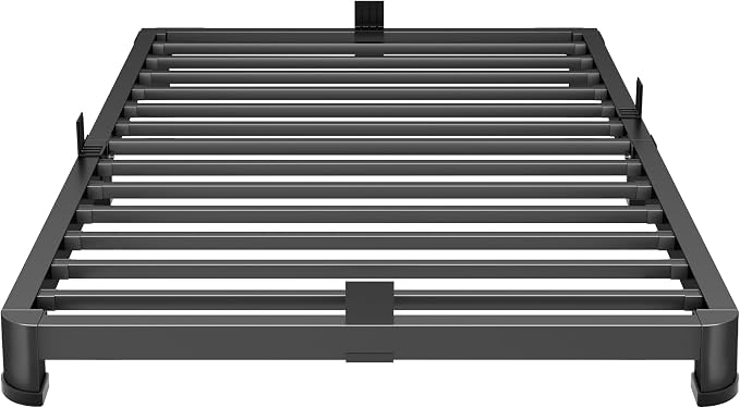 Superay 4 Inch Twin Bed Frame Low Profile, Heavy Duty Metal Platform Bed Frame with Round Corner Legs, Sturdy Mattress Foundation, No Box Spring Needed, Easy Assembly, Noise Free, Black