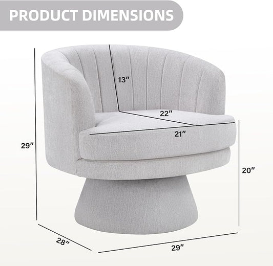 CANMOV Swivel Accent Chair with Armrest, Modern 360 Degree Swivel Barrel Chair with Curve Back and Soft Cushion,Comfy Fabric Round Armchair Single Sofa for Living Room,Bedroom,Waiting Room,Grey