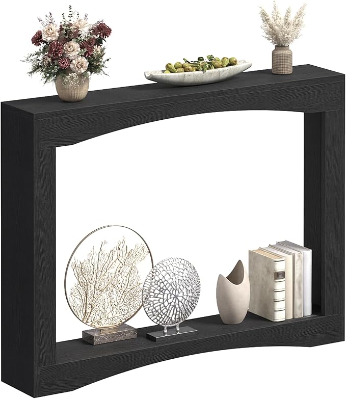 YATINEY Narrow Console Table, 5.9'' Thin Entryway Table, Behind Couch Table for Small Spaces, Small Farmhouse Hallway Table, for Living Room, Hallway, Foyer, Black CT19BK