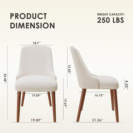 MALOL Upholstered Dining Chairs Set of 2, High-Back Dining Room Chair with Wood Legs, Padded Kitchen Chairs for Dining Room/Restaurant/Cafe, Beige