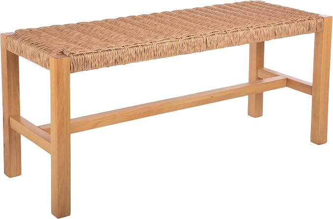 Alaterre Furniture Newport 40 Inch Solid Wood Entryway Bench - Modern Farmhouse Indoor Decorative Bench with Handcrafted Woven Rope Seat - Furniture for Entryway, Dining Room, or Kitchen (Natural)