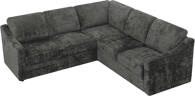89" Chenille Sectional Sofa with High Density Sponge, Modern 5 Seats Corner Couch with Deep Seat, Comfy Modular L Shaped Couch with Comfortable Back Cushions for Living Room, Grey