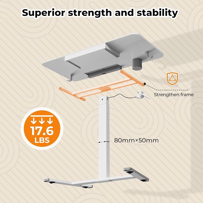 Mobile Standing Desk with Drawer, 40" Small Standing Desk with Cup Holder, Rolling Laptop Workstaion on Wheels, Height Adjustable Table with Storage for Home Office, White