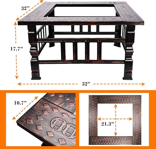 Fire Pit Tabletop for Solo Stove Bonfire & Ranger | 32" Powder-Coated Steel Surround | Heat-Resistant Outdoor Fire Pit Table