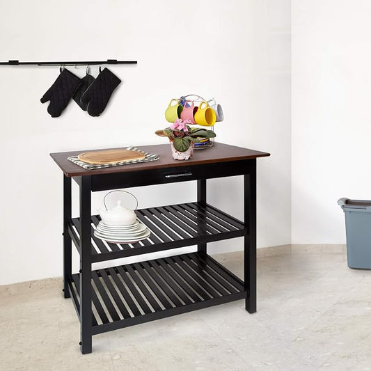 Kitchen Island with Solid Wood Top