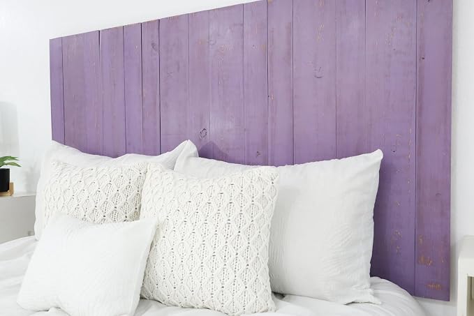 Barn Walls Lavender Headboard, Cottage Design Weathered, Solid Wood Headboard Floating Panels, Wall Mount, Adjustable Height, California King Size