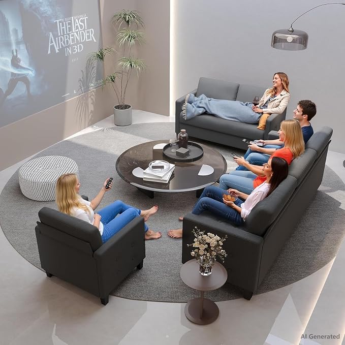 STHOUYN Comfy Loveseat Sofa Small Grey Couch, Small Love Seat Bedroom, Mid Century Modern Couches Living Room Dorm Office, 2 Seater Couch Deep Seat Sofas, 57”W (Dark Grey (Loveseat))