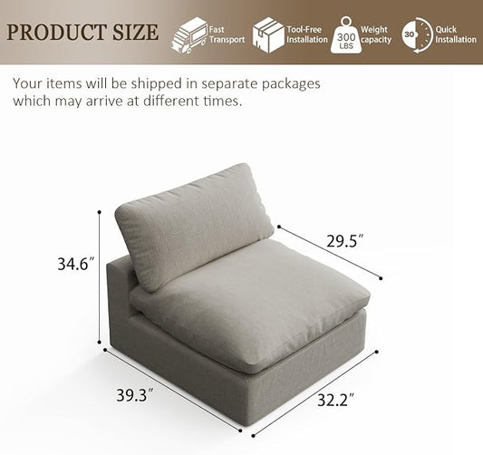 Modular Sectional Sofa,Extra Comfty Deep-Seat-Filled Couch, Black Modern Couches for Living Room,Apartment,Office,Small Space