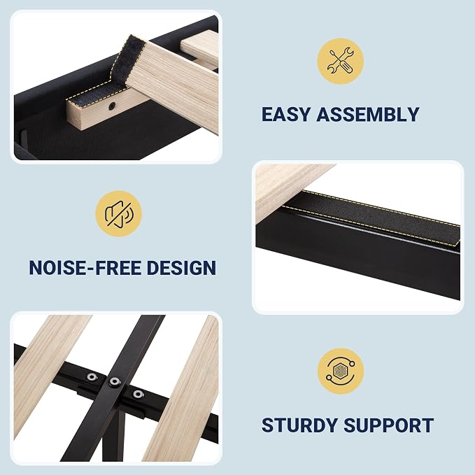 Allewie Full Bed Frame with 2-Tier Storage Headboard, Charging Station & LED Lights, Velvet Upholstered Platform Bed with 2 Drawers, Wingback Headboard, Gold Button Tufted, No Box Spring Needed, Black