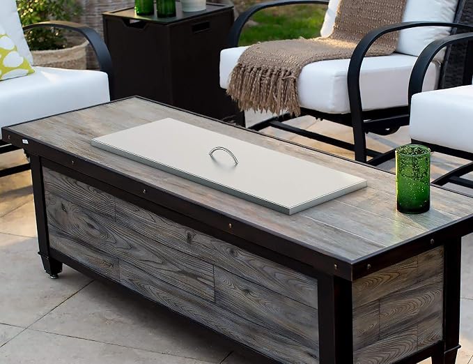 Stanbroil Fire Pit Burner Pan Cover 39" x 15", Fits 36 x12 Inches Rectangular Drop-in Burner Pan, Stainless Steel