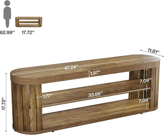 Tribesigns 47.2 in. 3-Tier Entryway Bench with Shoe Storage,Farmhouse Wooden Foyer Bench with Adjustable Foot Pads,End of Bed Bench for Hallway,Bedroom,Entryway (Yellow)