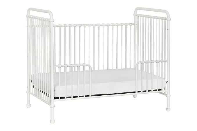 Namesake Abigail 3-in-1 Convertible Metal Crib in Washed White, Greenguard Gold Certified | GREENGUARD Gold Certified, Converts to Toddler Bed & Daybed, 4 Adjustable Mattress Heights, Conversion Kits Sold Separately