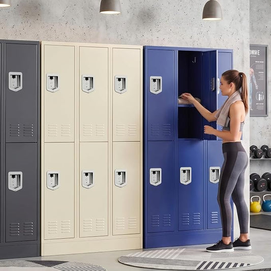 BUTISOW 6 Door Metal Storage Locker for Employees, Heavy Duty Steel School | Locker with Lift Up Handle & Recessed Hasp, Gym Office Lockers with Adjustable Shelves & Hooks, 72"H x 35.4"W x 15.75"D, Blue