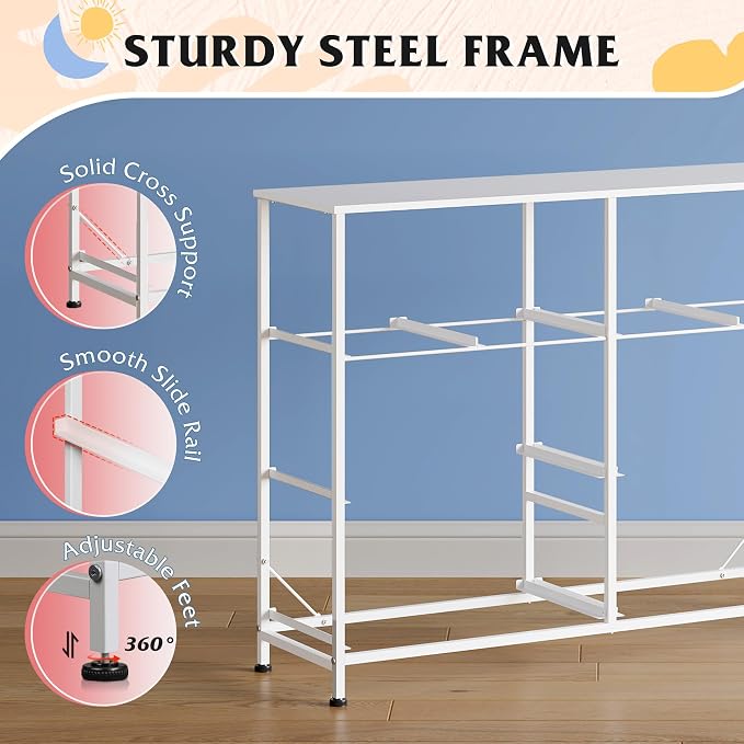 WLIVE Dresser for Bedroom with 8 Drawers, Wide Fabric Dresser for Storage and Organization, Bedroom Dressers, Chest of Drawers for Living Room, Closet, Hallway, Cloudy Pink
