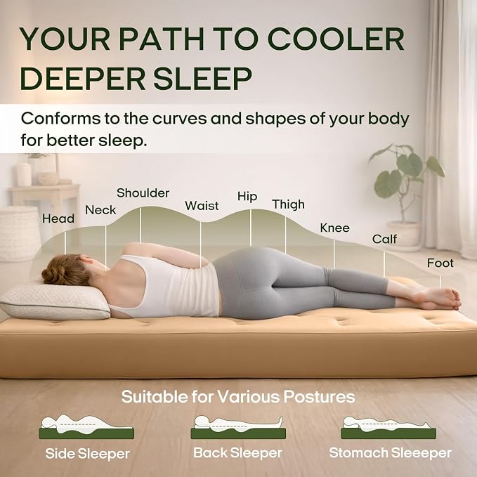 ZonLi Japanese Floor Futon Mattress Queen Size 80"x 60", 100% Cotton Cover 2.5'' Thicken Tatami Mattress, Foldable Sleeping Pad, Portable Dormitory Tatami Mat(Khaki)