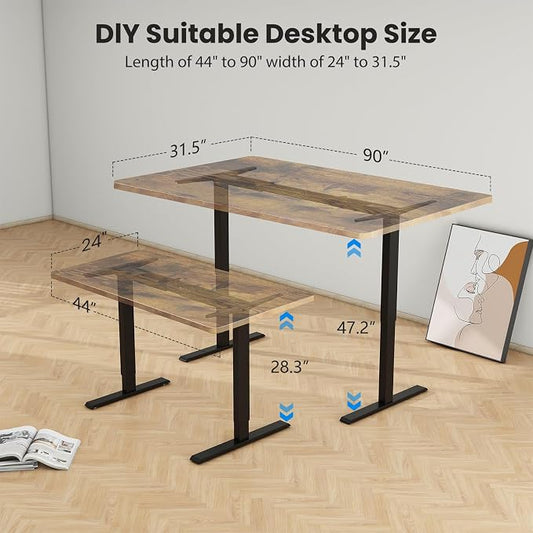 Dual Motor Standing Desk Frame- Height Adjustable Electric Desk Legs, Heavy Duty Sit to Stand Up Desk Base, 4 Memory Settings Controller for Adjustable DIY Desktop, Over 300 lbs Load Capacity