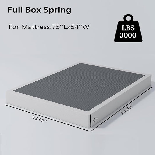 Vaciwe 6 Inch Full Box Spring and Cover Set, Box Springs Full Size, Heavy Duty Mattress Foundation, Easy Clean Cover, Simple Assembly