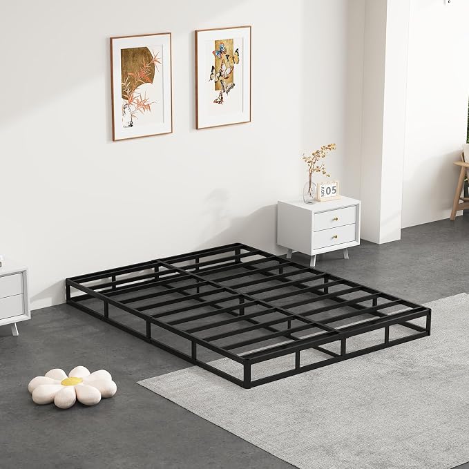 NHODIR Box Spring for King Bed, 7 Inch King Box Spring Only, Strong Metal Frame Mattress Foundation, No Noise, Easy Assembly