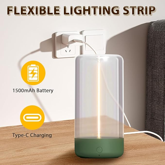 AUGE LIGHT Mini Minimalist Table Lamp Cordless Lamp Rechargeable Table Lamp Portable Nightstand Lamps Desk Lamps for Home Office Unique Ambient Light Mood Lighting for Desk Decor Beside (Dark Green)