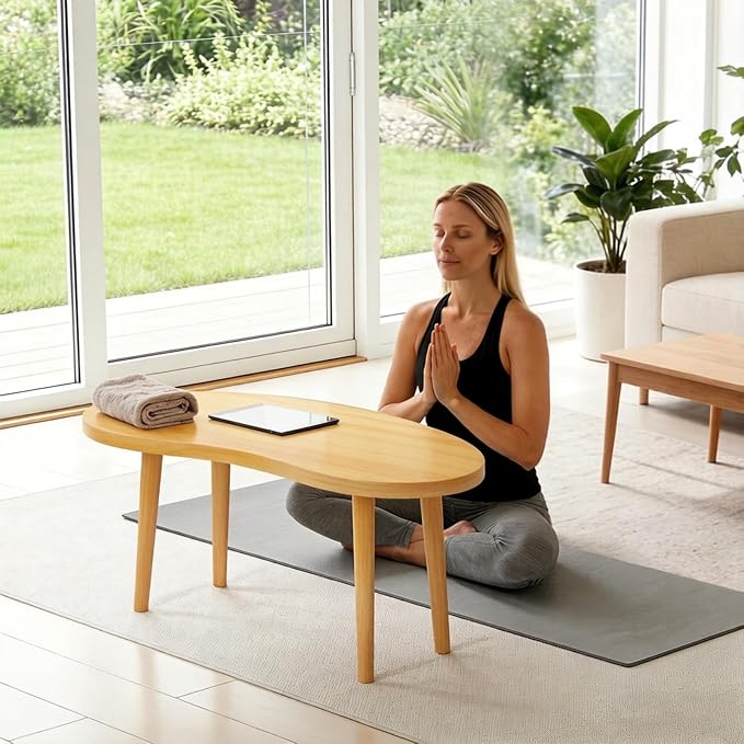 Mango Coffee Table Low Table with 4 Solid Wood Sturdy Legs,Floor Table Desk for Sitting on The Floor,19.7"D x 31.5"W x 16"H Inches,Living Room/Toy room Furniture,Rental house Furniture(Natural-Mango)