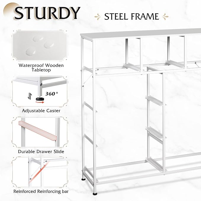 WLIVE 9-Drawer Dresser, Fabric Storage Tower for Bedroom, Hallway, Closet, Tall Chest Organizer Unit for Bedroom with Fabric Bins, Steel Frame, Wood Top, Easy Pull Handle, White