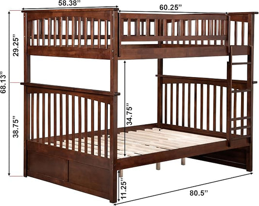 AFI, Columbia Ladder Bunk Bed Full Over Full, Walnut