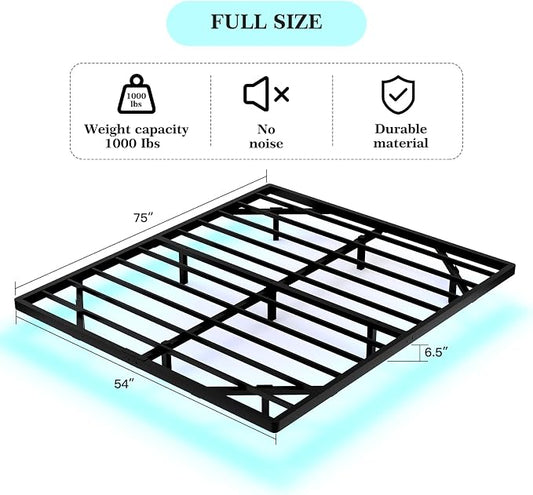 Awesofurni Floating Bed Frame Full Size, Full Bed Frame with Smart LED Lights, Heavy Duty Modern Metal Platform Bed No Box Spring Needed - Easy Assembly and Noise Free