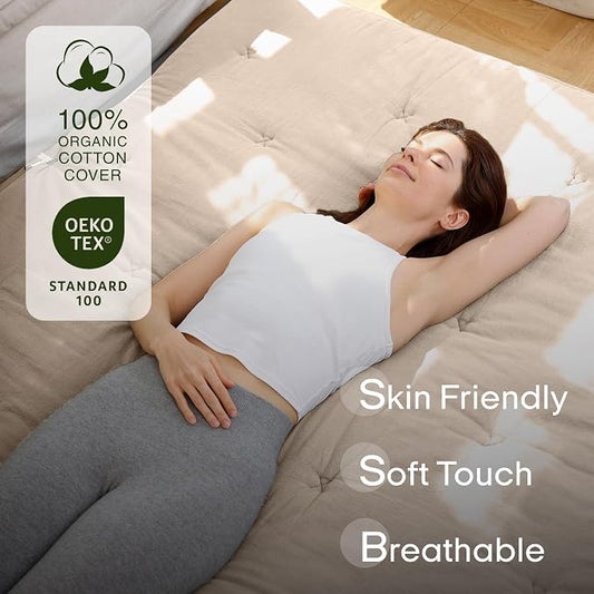 ZonLi Japanese Floor Futon Mattress Twin Size 75"x 39", 100% Cotton Cover 2.5'' Thicken Tatami Mattress, Foldable Sleeping Pad, Portable Dormitory Tatami Mat(Khaki)