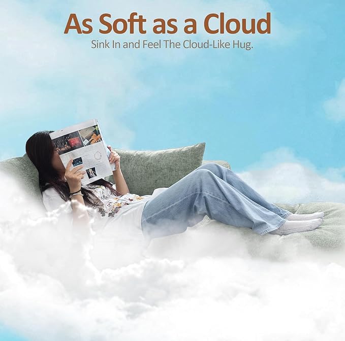 33.5'' Cloud Ottoman for Modular Sofa, Comfy Chenille Upholstered Footrest with Memory Foam, Fully Compressed Packaging, Oversized Ottoman Bench for Living Room or Small Space, Green
