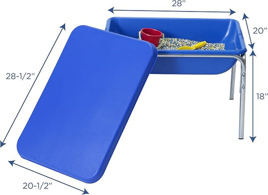 Children's Factory 18" Small Sensory Table, Sandbox with Lid, Water Table for Kids, Blue | Sandbox for Indoor or Outdoor Use, Rust-Resistant Sensory Bin for Classrooms, Preschools, and Daycares