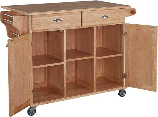 Homestyles General Line Natural Wood Mobile Kitchen Cart