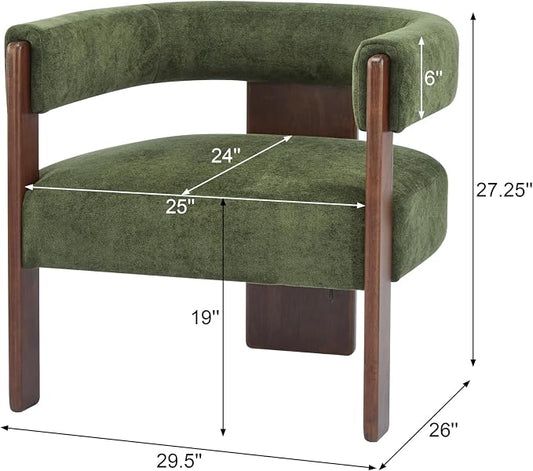 Christopher Knight Home Nettie Modern Accent Chair for Living Room, Velvet Fabric Single Lounge Sofa Chair with Wooden Frame, Comfy Reading Chair for Bedroom, Lounge Armchair with Cushion, Olive Green